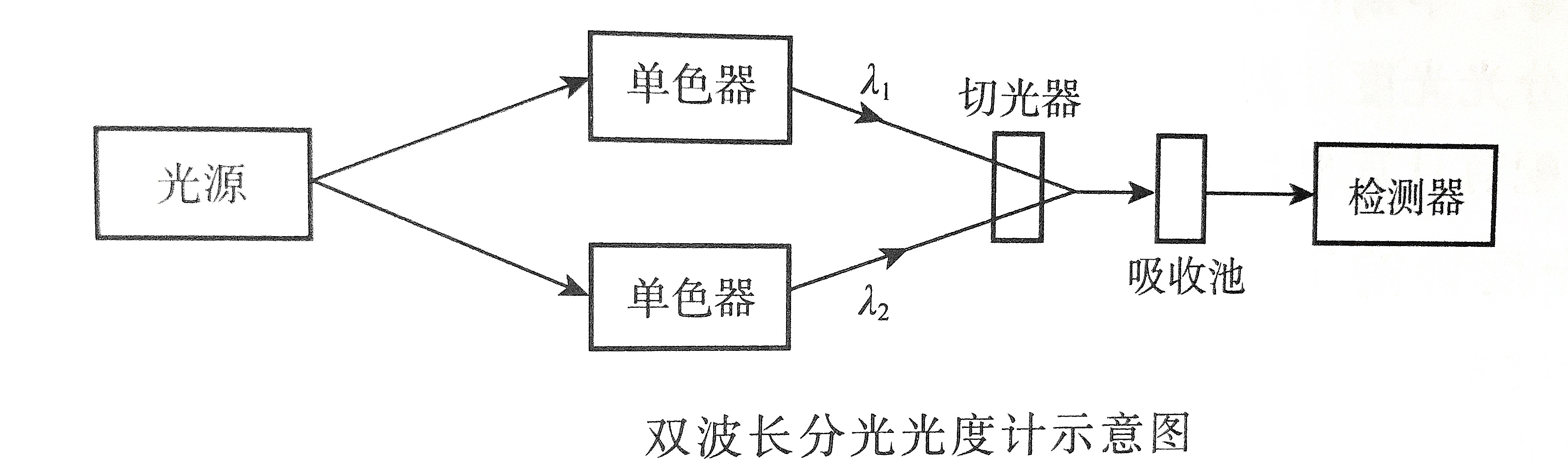 分光光度计双波长原理示意图