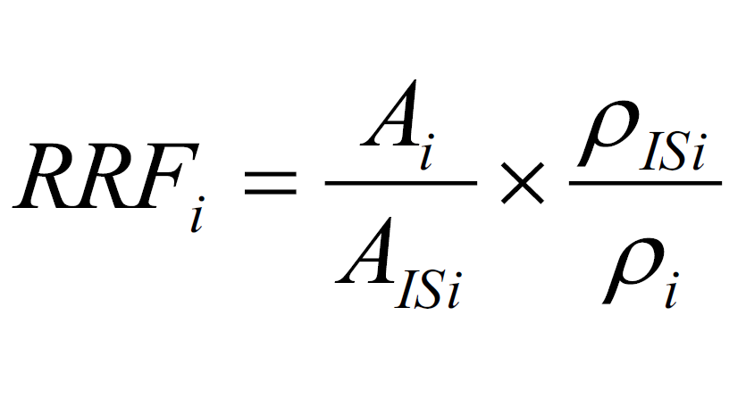 Average relative response factor method calculation formula