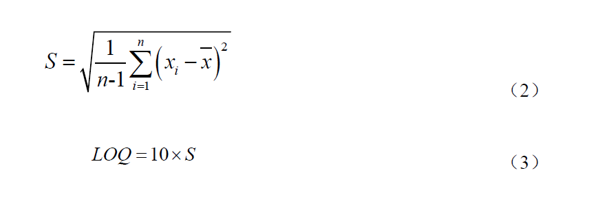 Calculation formula for lower limit of quantification of COD online water quality analyzer